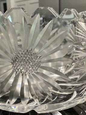 GORGEOUS hand cut Lead CRYSTAL BOWL VINTAGE- UNIQUE